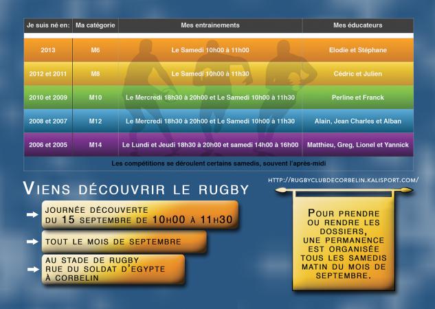 Horaires des entrainements EDR Saison 2018-2018